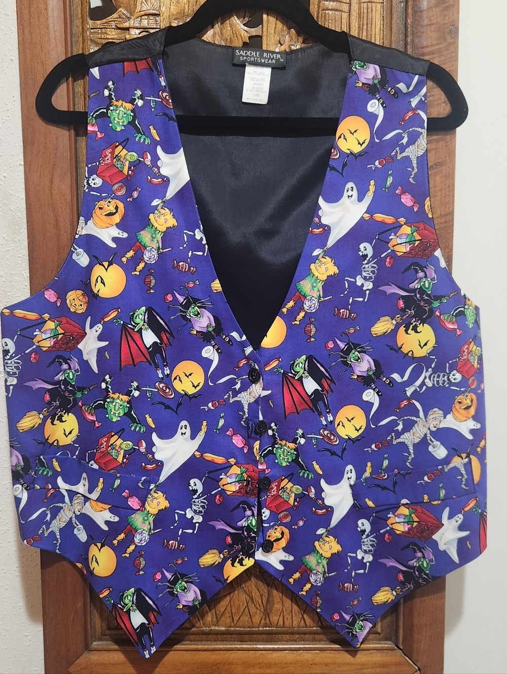 Vintage Saddle River Sportswear Purple and Black Halloween Vest